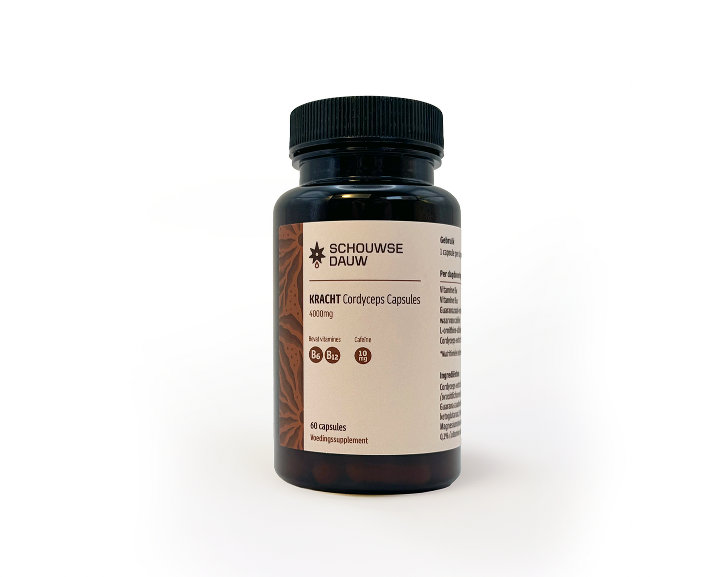 KRACHT • Cordyceps Capsules 4000mg met Cafeïne | Kracht & Energie | 60 Stuks