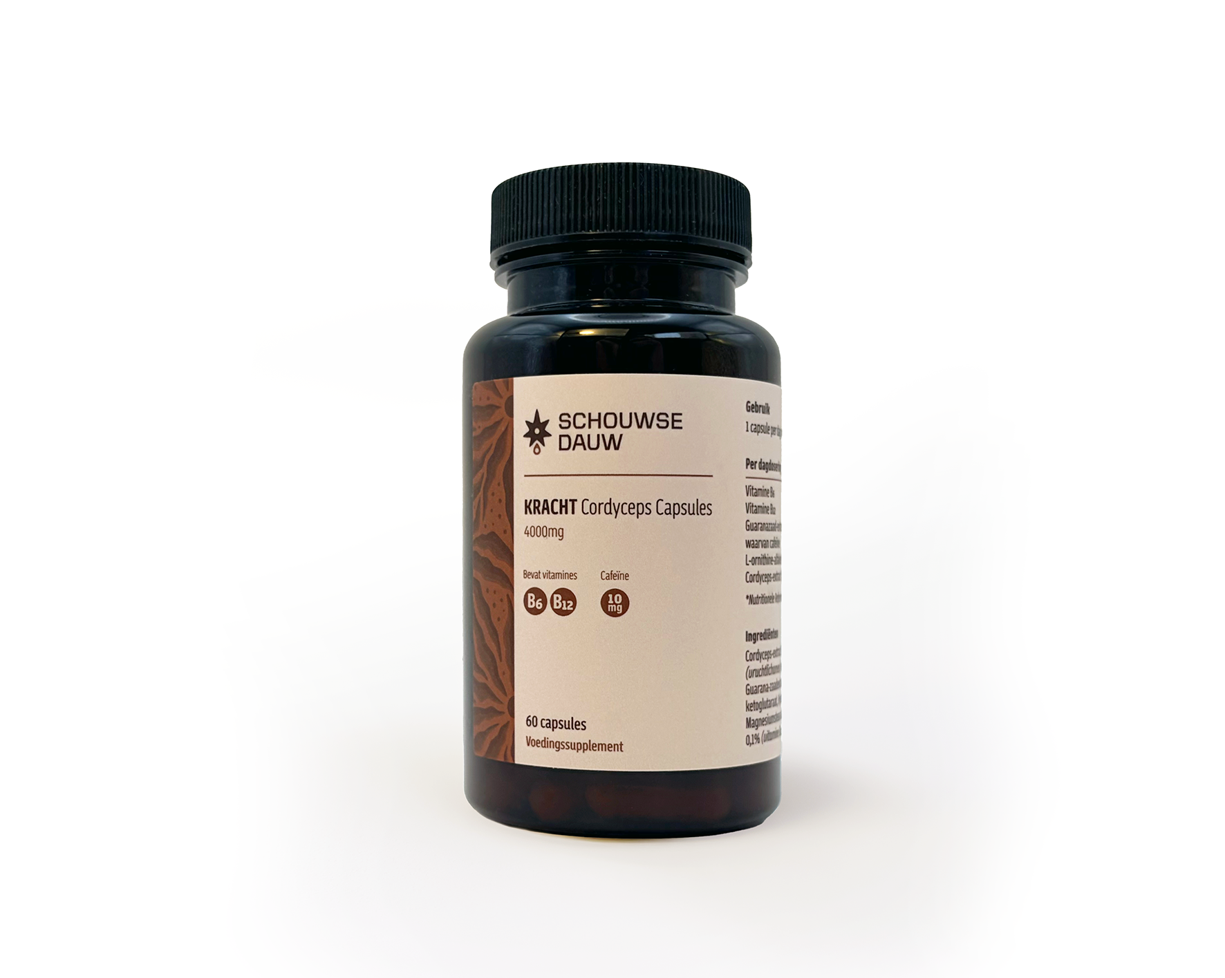 KRACHT • Cordyceps Capsules 4000mg met Cafeïne | Kracht & Energie | 60 Stuks