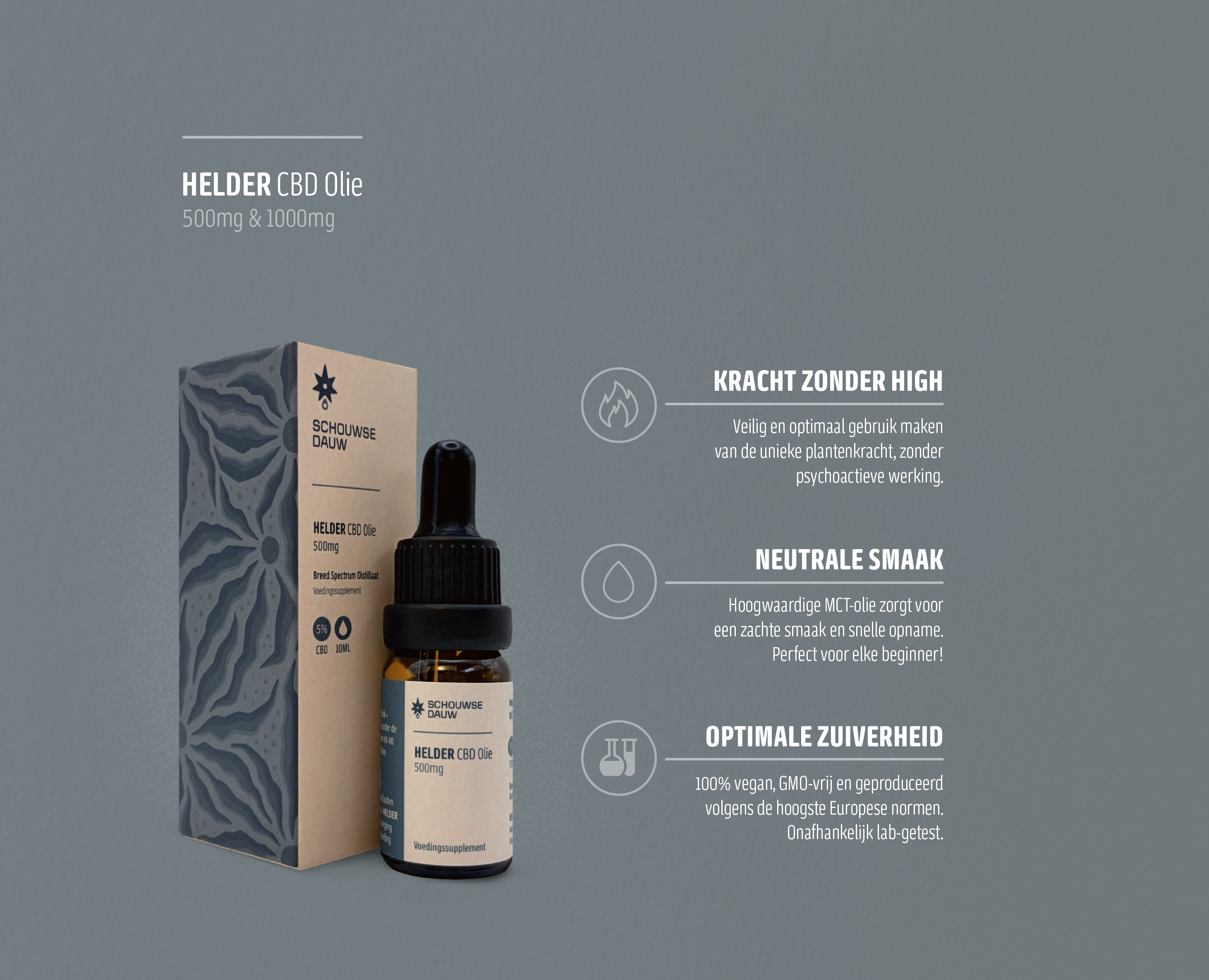 HELDER • CBD Olie 10% Breedspectrum | Krachtig & Neutraal | 10ml | 1000 mg