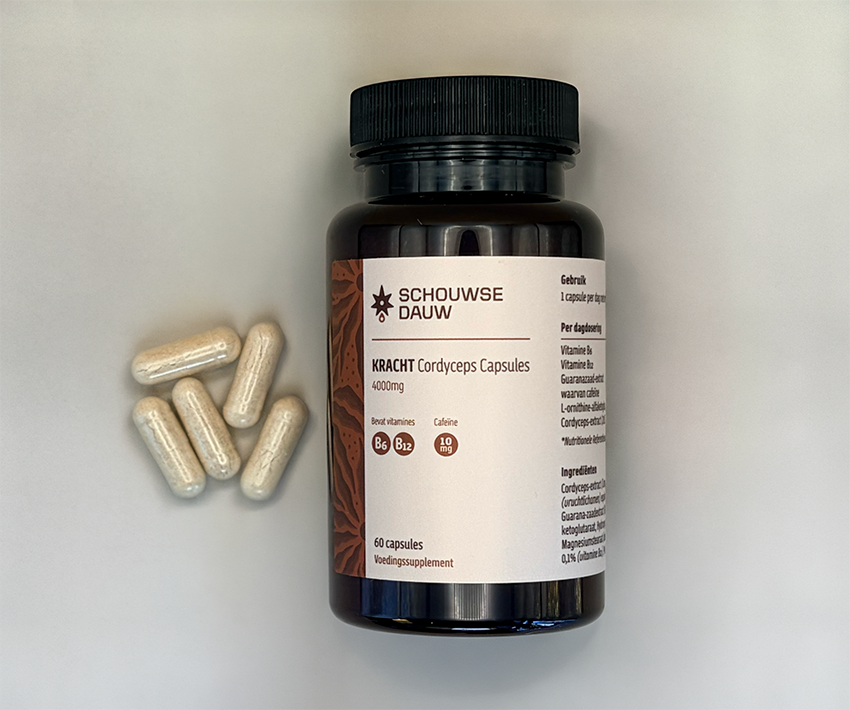 KRACHT • Cordyceps Capsules 4000mg met Cafeïne | Kracht & Energie | 60 Stuks